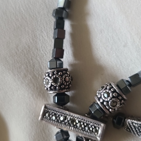 925 Silver HEMATITE, MARCASITE NECKLACE - Picture 6 of 6